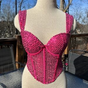 NWT Hot Pink Sequin Bustier Corset Top